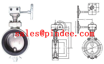 Worm Gear Aluminum Butterfly Valve drawing