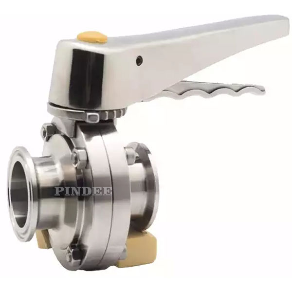 Pindee Stainless Steel Sanitary Butterfly Valve Manual Tri Clamp with Multiple Position Gear Handle