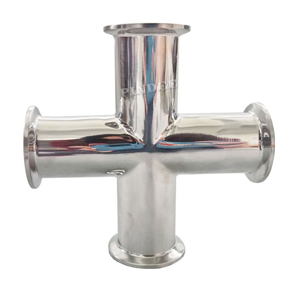 4 Way Tri Clamp Cross Fits 1.5IN Sanitary Fitting Pindee Stainless Steel 304 Pipe OD 32mm 