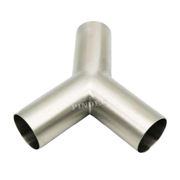 Pindee Stainless Steel Sanitary Y-Type 2 in Polished Butt Weld Tee Tube Fitting
