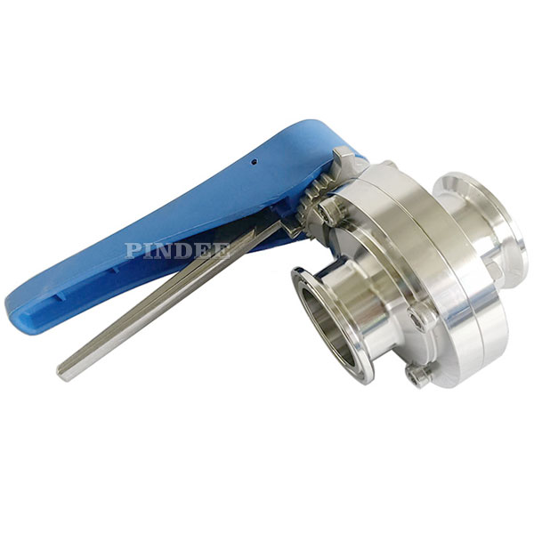 Pindee Stainless Steel Sanitary Butterfly Valves Tri Clamp Manual with Trigger Handle