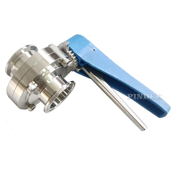 Pindee Stainless Steel Sanitary Butterfly Valves Tri Clamp Manual with Trigger Handle