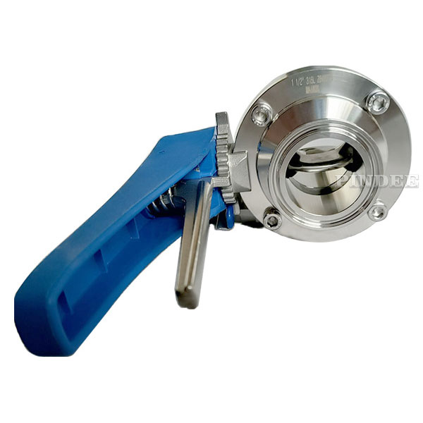 Pindee Stainless Steel Sanitary Butterfly Valves Tri Clamp Manual with Trigger Handle