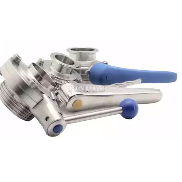 Pindee Stainless Steel Sanitary Butterfly Valve Manual Tri Clamp with Multiple Position Gear Handle