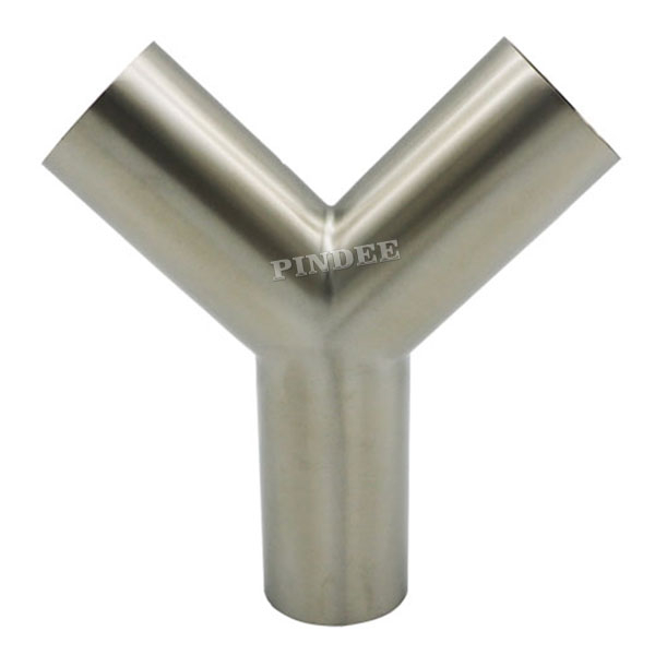 Pindee Stainless Steel Sanitary Y-Type 2 in Polished Butt Weld Tee Tube Fitting