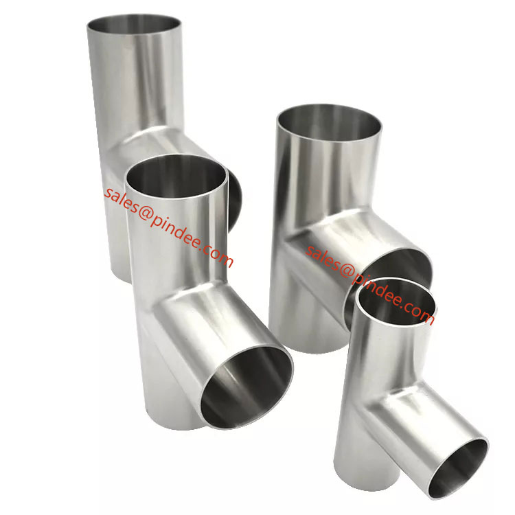 Sanitary Pindee Stainless Steel Welding Short Type Reducing Tee 8IN x 3IN-6