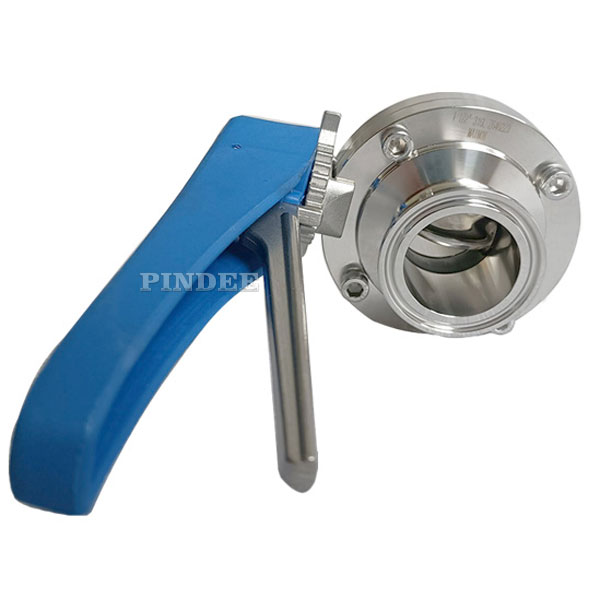 Pindee Stainless Steel Sanitary Butterfly Valves Tri Clamp Manual with Trigger Handle