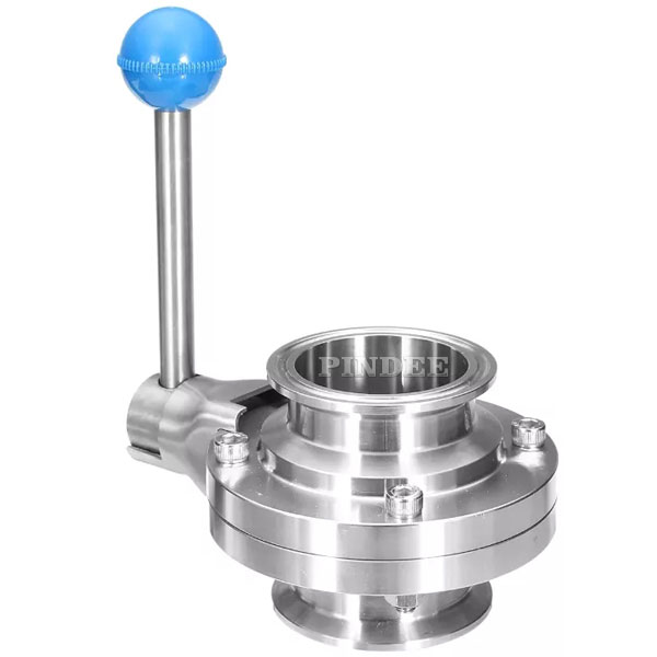 Pindee Stainless Steel Sanitary butterfly valve Tri clamp 3A with Pull handle EPDM Silicone seal
