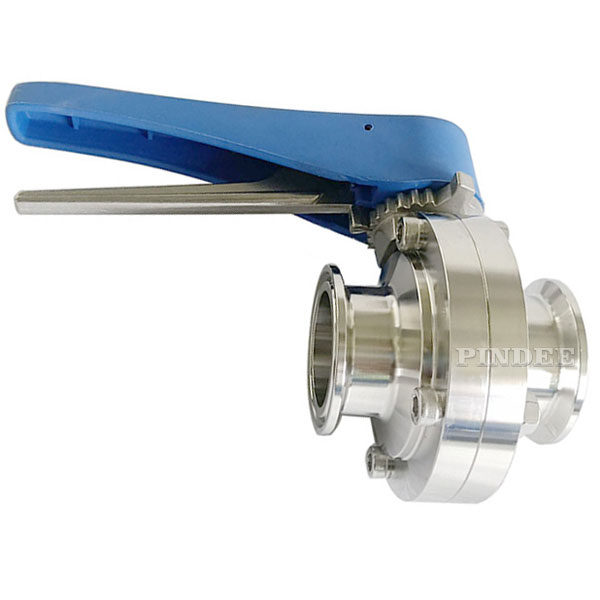 Pindee Stainless Steel Sanitary Butterfly Valves Tri Clamp Manual with Trigger Handle