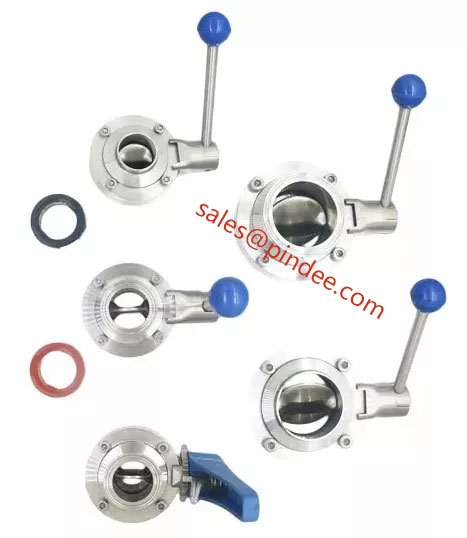 Pindee Stainless Steel Sanitary butterfly valve Tri clamp 3A with Pull handle EPDM Silicone seal-8