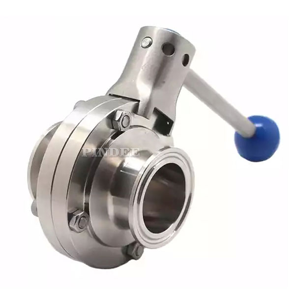 Pindee Stainless Steel Sanitary Butterfly Valve Manual Tri Clamp with Multiple Position Gear Handle