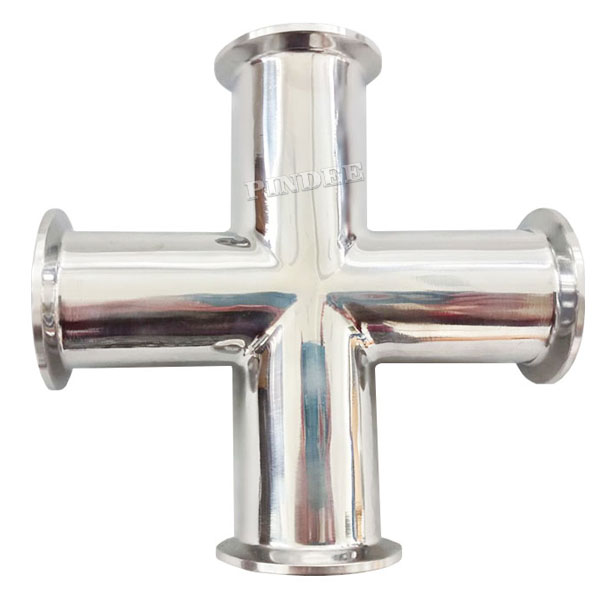 4 Way Tri Clamp Cross Fits 1.5IN Sanitary Fitting Pindee Stainless Steel 304 Pipe OD 32mm 