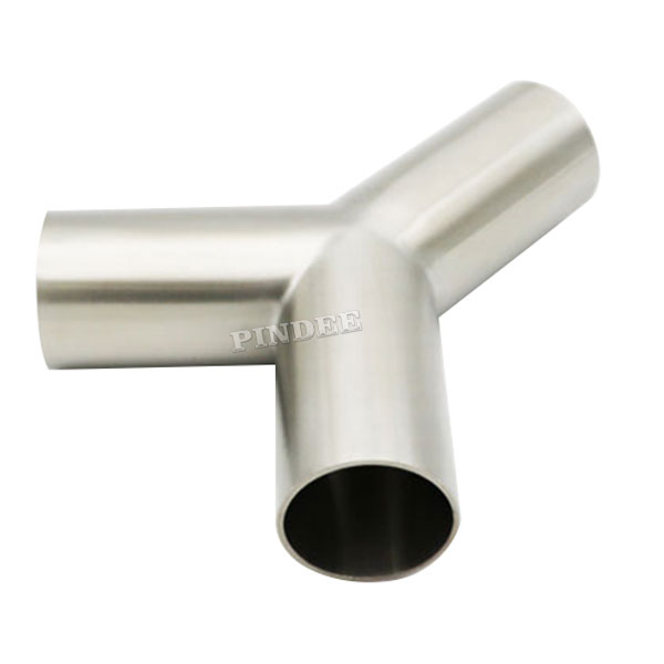 Pindee Stainless Steel Sanitary Y-Type 2 in Polished Butt Weld Tee Tube Fitting
