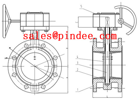 Flange Butterfly Valve drawing