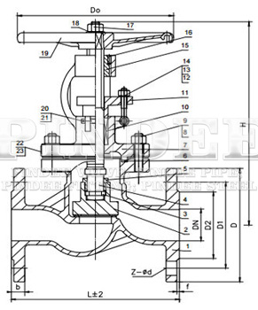 Cast-Steel-Globe-Valve-drawing