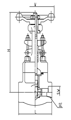 Rising-stem-Forged-steel-gate-valve Drawing