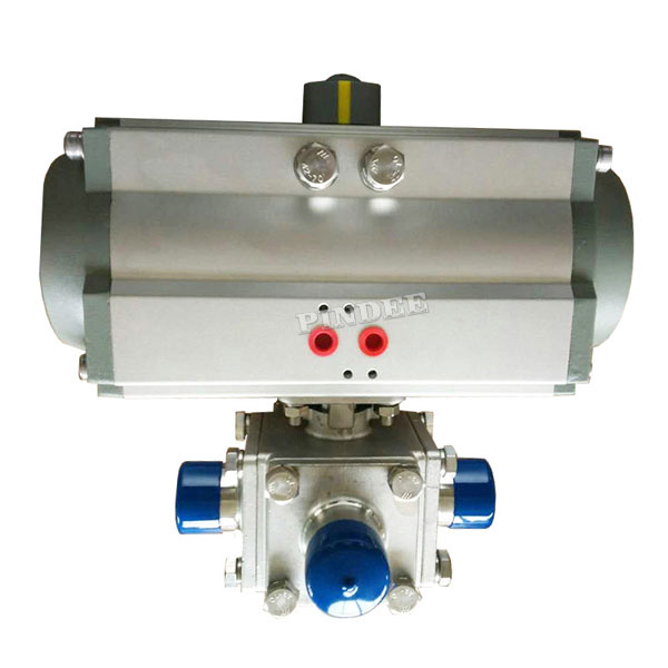 Tri Clamp Pneumatic Actuator 3 Way Ball Valve