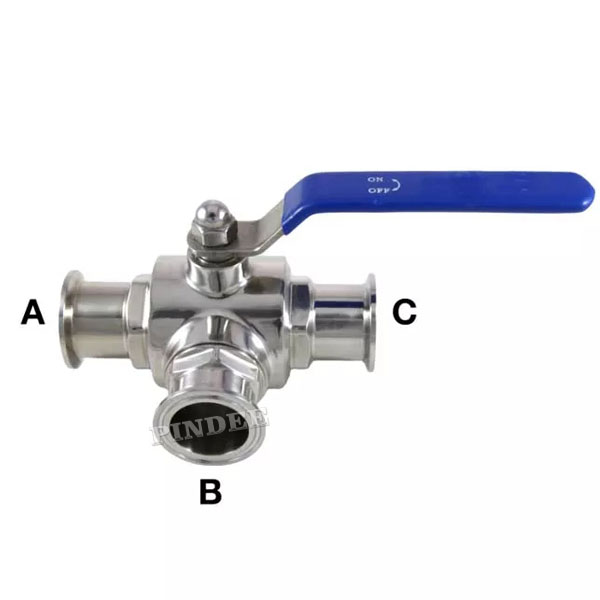 Hygienic Stainless Steel Clamped 3-Way Ball Valve