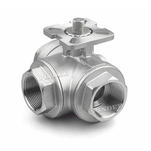 3Way Stainless Steel Ball Valve with Mounting Pad