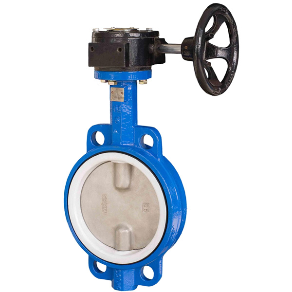 Pindee Valve Manufacture PTFE Seat Wafer Butterfly Valve with Worm Gear
