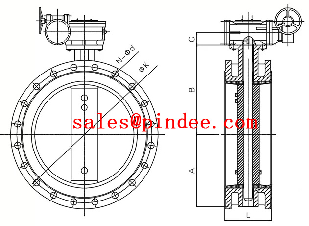 Stainless Steel Flanged Butterfly Valve drawing