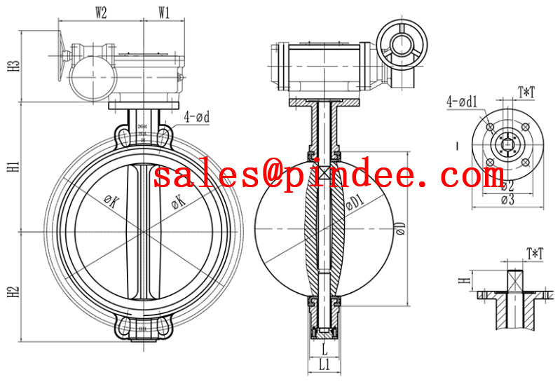 EPDM Coated Wafer Butterfly Valve Manufacture by Pindee Valve drawing2