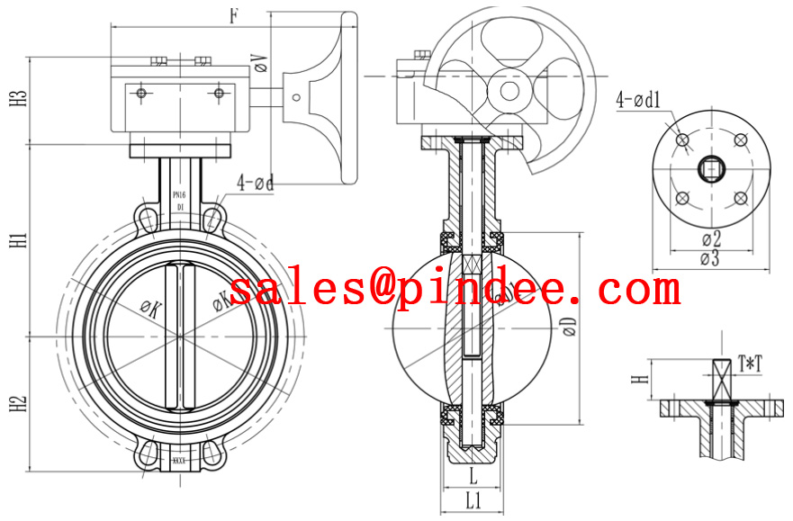 EPDM Coated Wafer Butterfly Valve Manufacture by Pindee Valve drawing1