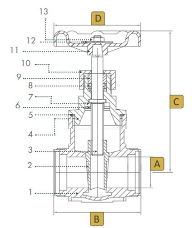 SS-Threaded-Gate-Valve Drawing