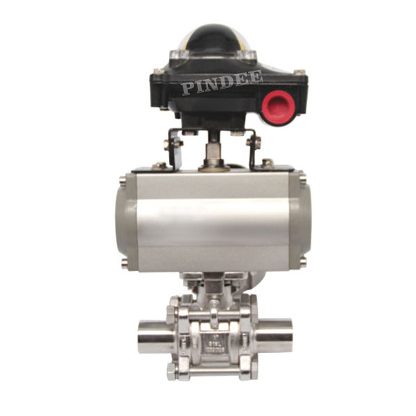 Pneumatic Sanitary 3-Piece Clamp Ball Valve With Aluminum Actuator