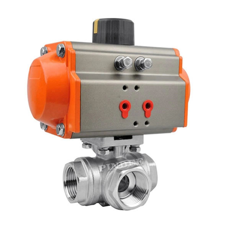 Pneumatic 3 Way SS Ball Valve with Bsp Thread Ends