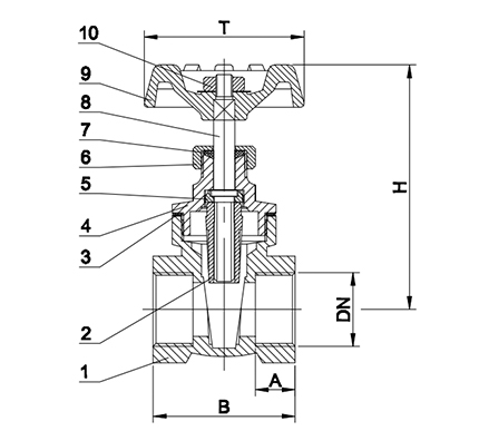 Brass-Threaded-Gate-Valve Drawing