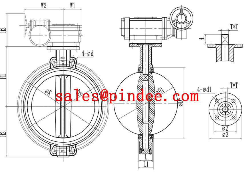 Soft Seal EPDM Covered Disc Wafer Butterfly Valve Manufacture by Pindee Valve drawing2
