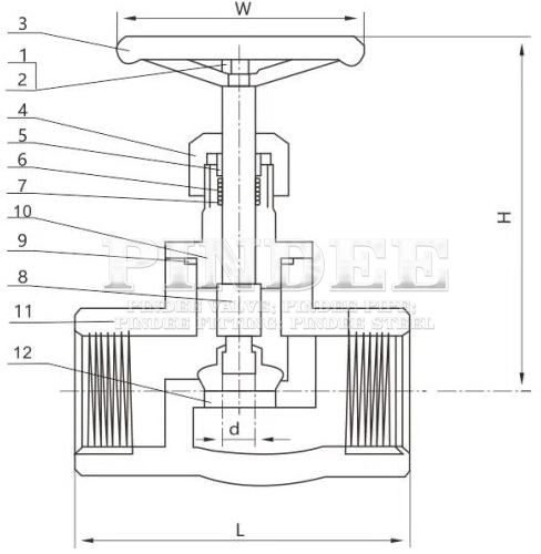 Stainless-Steel-Thread-B-Type-Globe-Valve-drawing
