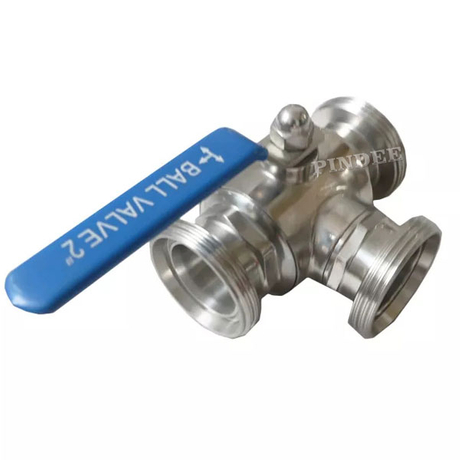 Sanitary Threaded 3 Way Ball Valve T/L port 