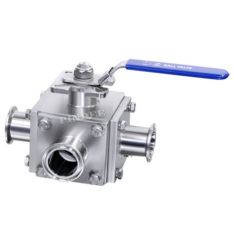 Hygienic Three Way Full Bore Non Retention Ball Valves Encapsulated PTFE Seat