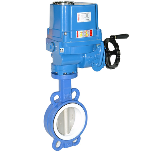 Pindee Valve Manufacture PTFE Seat Electric Wafer Butterfly Valve