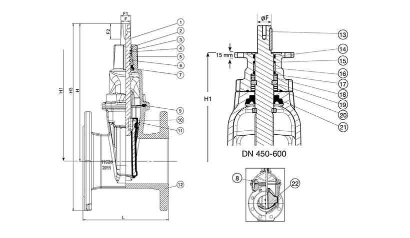 Cast-Iron-Gate-Valve drawing