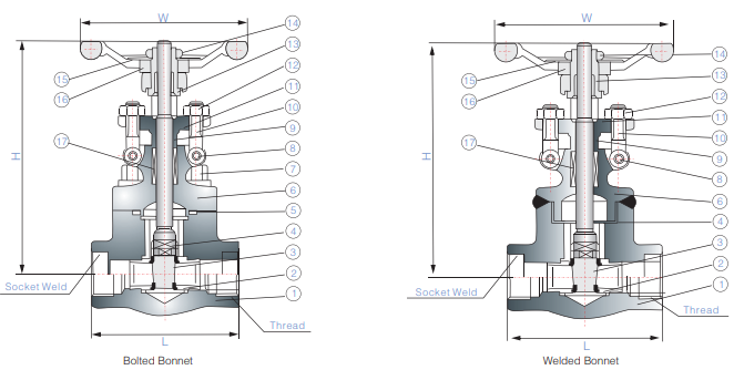 Forged Steel Gate Valve drawing