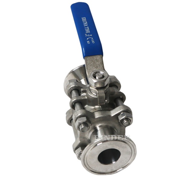 Sanitary 3 Piece Ball Valve With Manual Lever