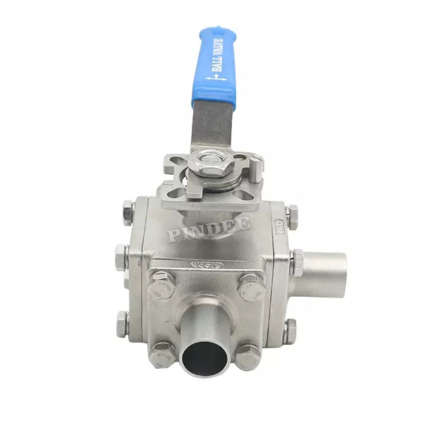 SS304 Sanitary Full Cavity Seat 3 Way High Purity Welded Ball Valve
