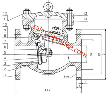 API-Flange-Stainless-Steel-Swing-Check-Valve-drawing