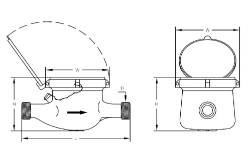 More-flow-rotor-dry-water-meter-drawing