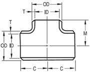 Stainless-Steel-Butt-Weld-Equal-Tee Drawing