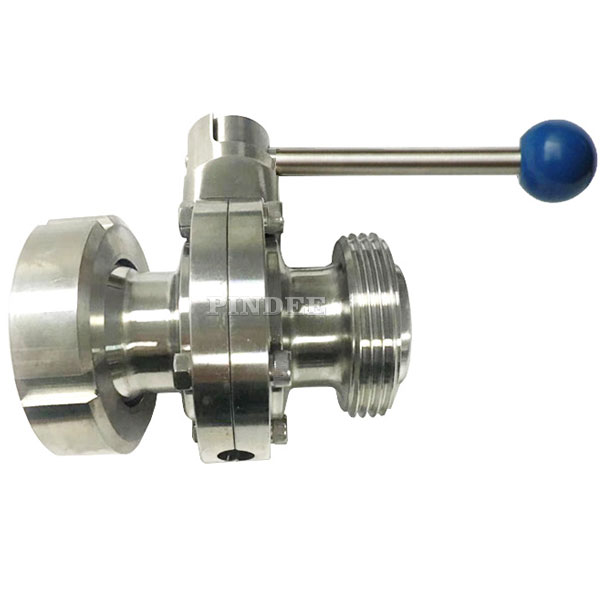 Hygienic Manual Butterfly Valves With Union Nut DIN RJT SMS