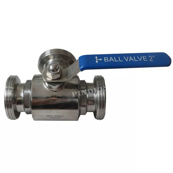 Sanitary Threaded 3 Way Ball Valve T/L port 