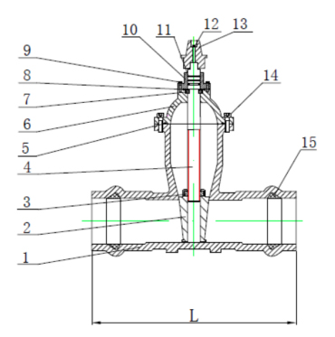 DIN-F5-Socket-connection-soft-seal-gate-valve Drawing