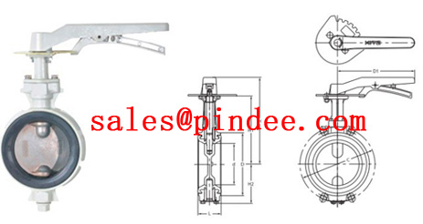 Handle Aluminum Butterfly Valve drawing