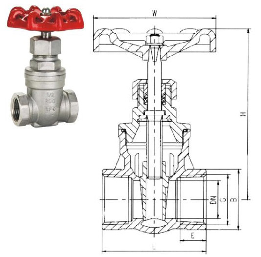 Threaded-Gate-Valve-Drawing