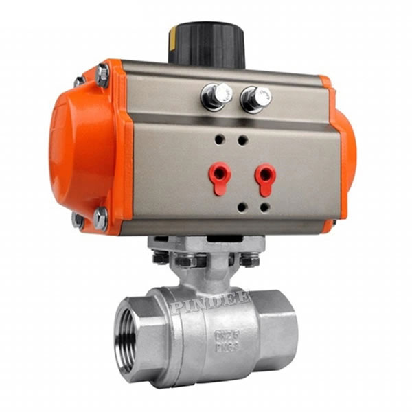 Pneumatic 3 Way SS Ball Valve with Bsp Thread Ends