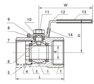 1PC-Stainless-Steel-Full-Bore-Two-Way-Ball-Valves-CF8M-1000-WOG Drawing